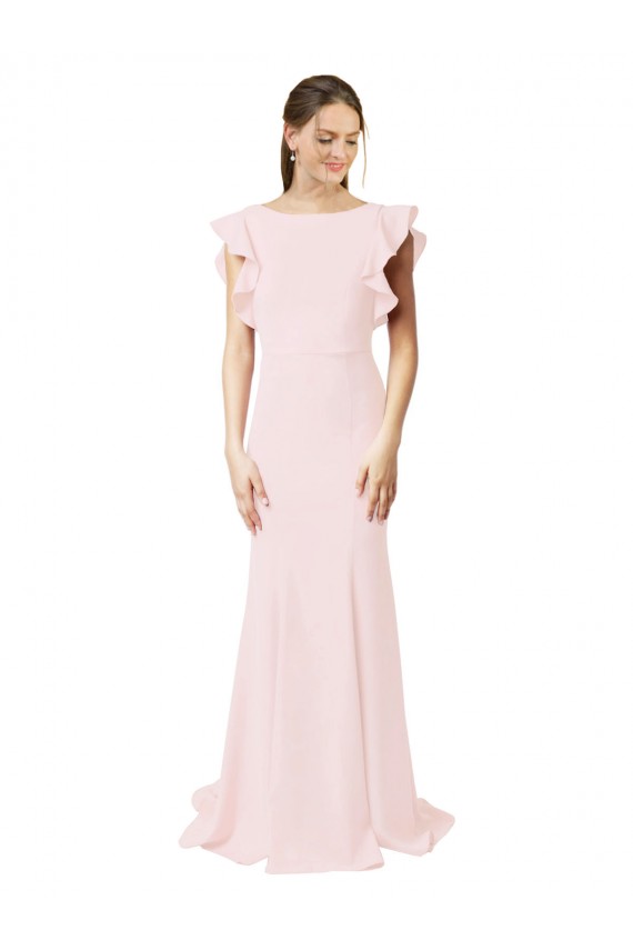 V-Back Pink Mermaid, Sheath Jewel Neck Sweep Train Black Tie Prom Dress / Bridesmaid Dress York