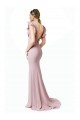 V-Back Pink Mermaid, Sheath Jewel Neck Sweep Train Black Tie Prom Dress / Bridesmaid Dress York