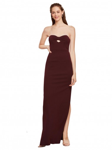 Burgundy Gold Sheath Strapless Long Formal Evening Gown / Prom Dress / Bridesmaid Dress York