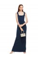 Low Back Dark Navy Sheath Scoop Neck Long Formal Evening Gown / Prom Dress / Bridesmaid Dress York