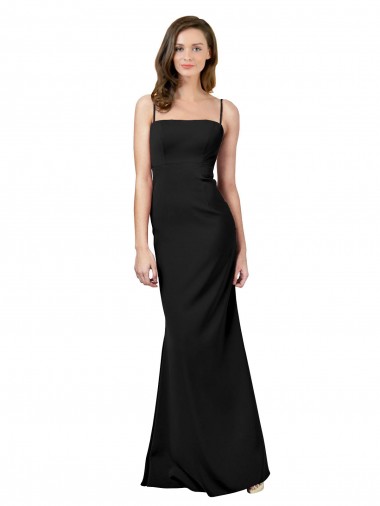 Low Back Black Sheath Square Neck Long Formal Evening Gown / Prom Dress / Bridesmaid Dress York