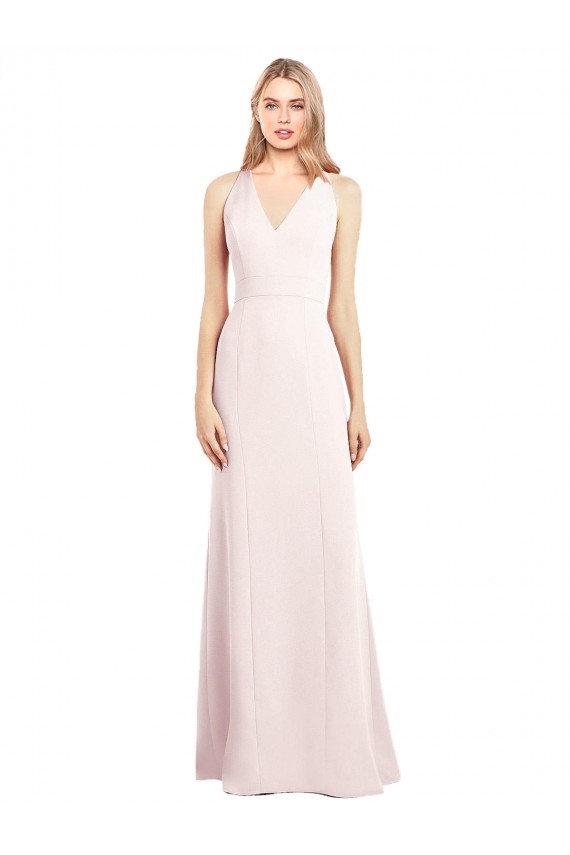 Keyhole Back Pink Trumpet V-Neck Long Semi Formal Evening Dress / Prom Dress / Bridesmaid Dress York