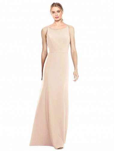 Open Back Nude Trumpet Bateau Neck Long Semi Formal Evening Dress / Prom Dress / Bridesmaid Dress York