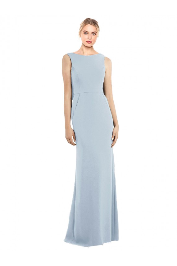 Backless Light Sky Blue Trumpet Bateau Neck Long Semi Formal Evening Dress / Prom Dress / Bridesmaid Dress York
