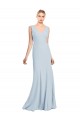 Low Back Light Sky Blue Trumpet V-Neck Long Bridesmaid Dress / Formal Dress York