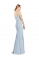 Low Back Light Sky Blue Trumpet V-Neck Long Bridesmaid Dress / Formal Dress York