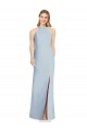 Open Back Light Sky Blue Trumpet High Neck Long Formal Evening Gown / Bridesmaid Dress York