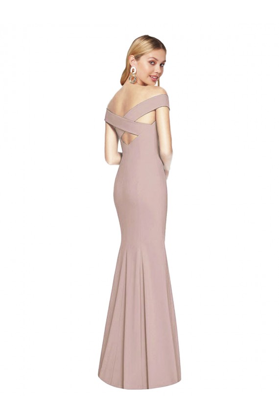 Open Back Dusty Pink Trumpet Off the Shoulder Long Semi Formal Evening Dress / Prom Dress / Bridesmaid Dress York