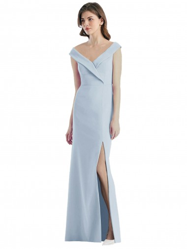 Light Sky Blue A-Line V-Neck Long Black Tie Evening Gown / Bridesmaid Dress York