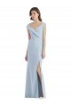 Light Sky Blue A-Line V-Neck Long Black Tie Evening Gown / Bridesmaid Dress York