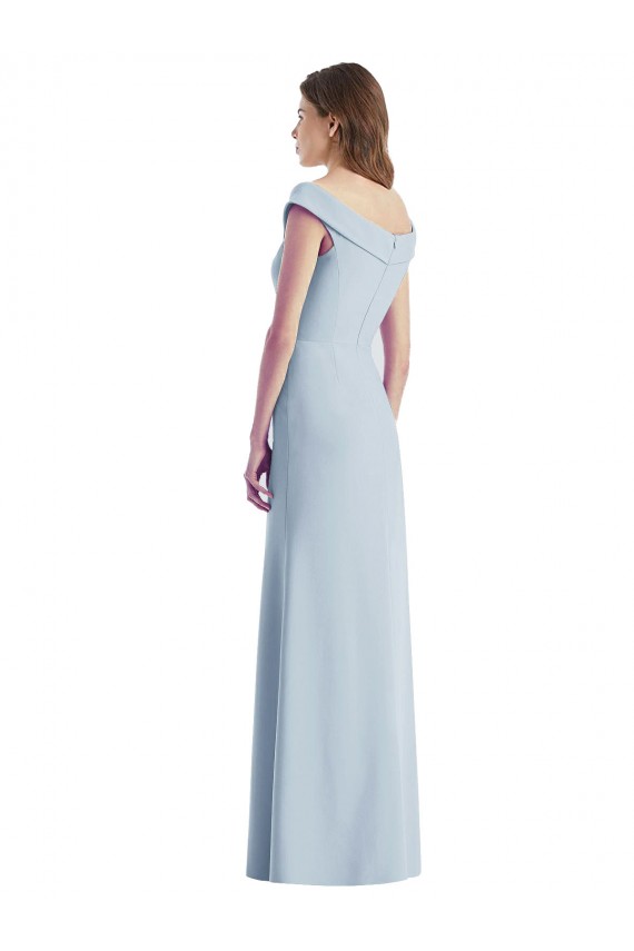 Light Sky Blue A-Line V-Neck Long Black Tie Evening Gown / Bridesmaid Dress York