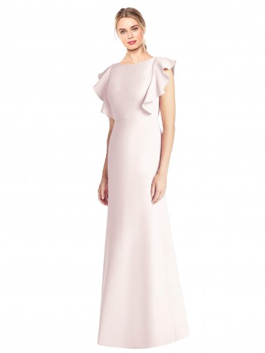 Open Back Pink Trumpet Bateau Neck Long Formal Dress / Bridesmaid Dress York
