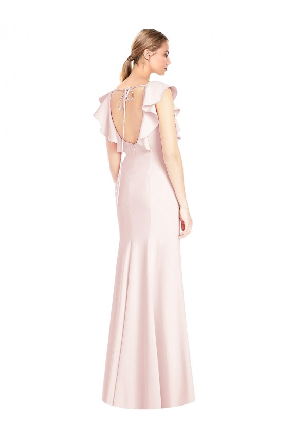 Open Back Pink Trumpet Bateau Neck Long Formal Dress / Bridesmaid Dress York