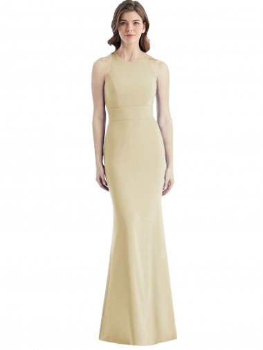 Open Back Champagne Trumpet Bateau Neck Long Semi Formal Evening Dress / Prom Dress / Bridesmaid Dress York