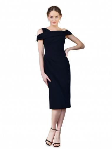Dark Navy Mermaid Off the Shoulder Cocktail Length Formal Evening Gown / Prom Dress / Bridesmaid Dress York