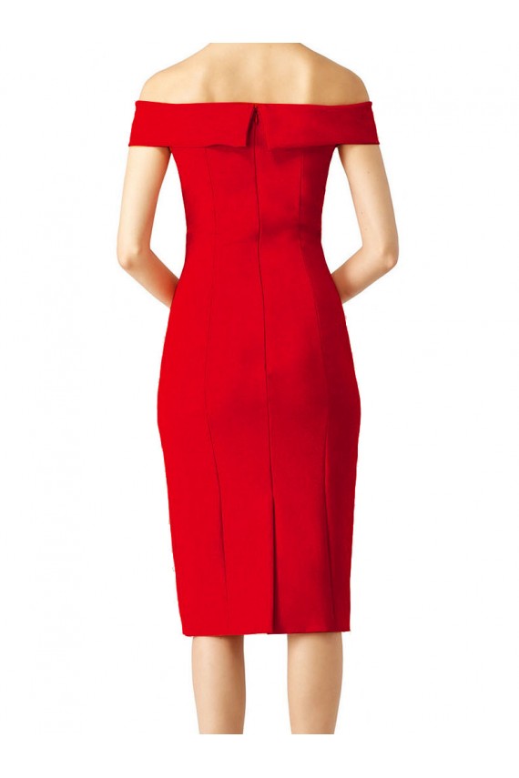 Red Sheath Off the Shoulder Cocktail Length Formal Evening Gown / Prom Dress / Bridesmaid Dress York