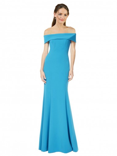 Peacock Blue Sheath Off the Shoulder Long Formal Dress / Bridesmaid Dress York