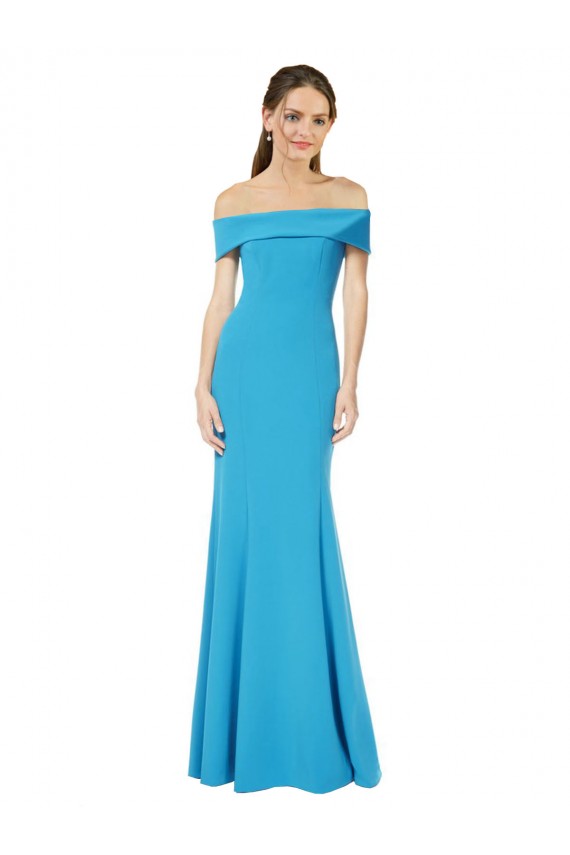 Peacock Blue Sheath Off the Shoulder Long Formal Dress / Bridesmaid Dress York