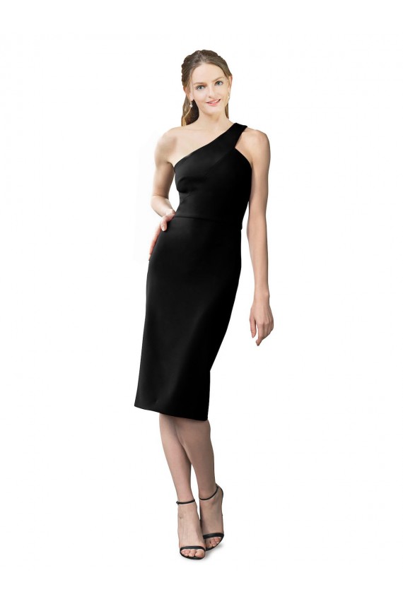 Black Sheath One Shoulder Cocktail Length Formal Evening Gown / Prom Dress / Bridesmaid Dress York