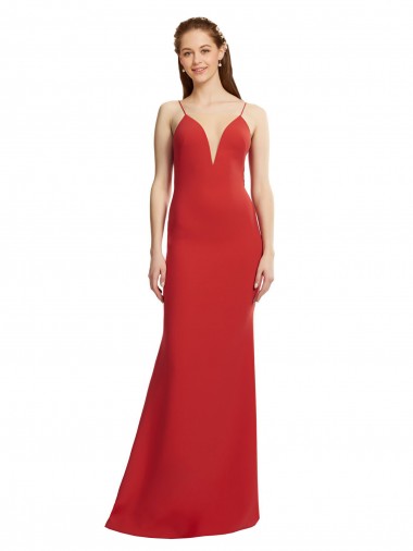 Open Back Red Mermaid V-Neck Long Formal Evening Gown / Prom Dress / Bridesmaid Dress York