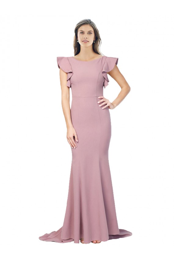 V-Back Dusty Pink Mermaid Round Neck Sweep Train Formal Evening Gown / Prom Dress / Bridesmaid Dress York