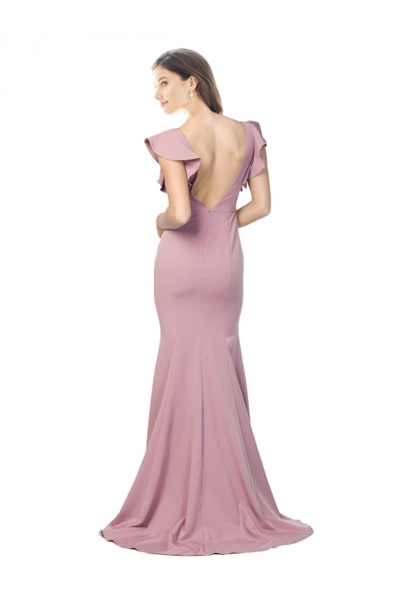V-Back Dusty Pink Mermaid Round Neck Sweep Train Formal Evening Gown / Prom Dress / Bridesmaid Dress York