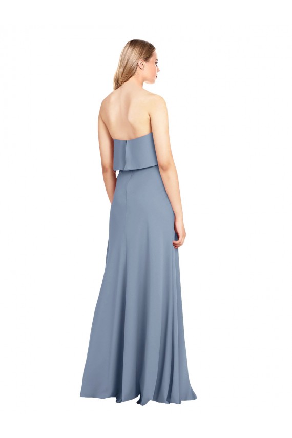 Smoke Blue Sheath High Neck Long Formal Dress / Bridesmaid Dress York