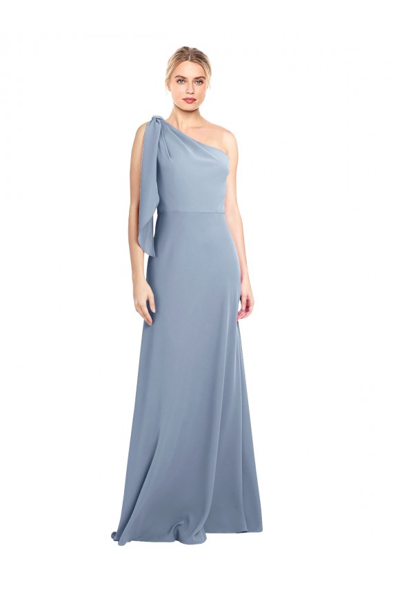 Smoke Blue Sheath One Shoulder Long Formal Dress / Bridesmaid Dress York