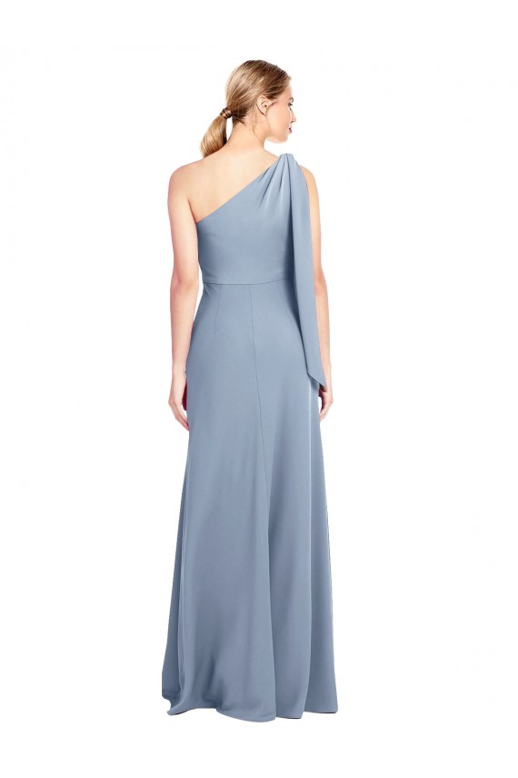 Smoke Blue Sheath One Shoulder Long Formal Dress / Bridesmaid Dress York