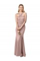 Open Back Dusty Pink Sheath High Neck Long Prom Dress / Bridesmaid Dress York