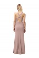 Open Back Dusty Pink Sheath High Neck Long Prom Dress / Bridesmaid Dress York