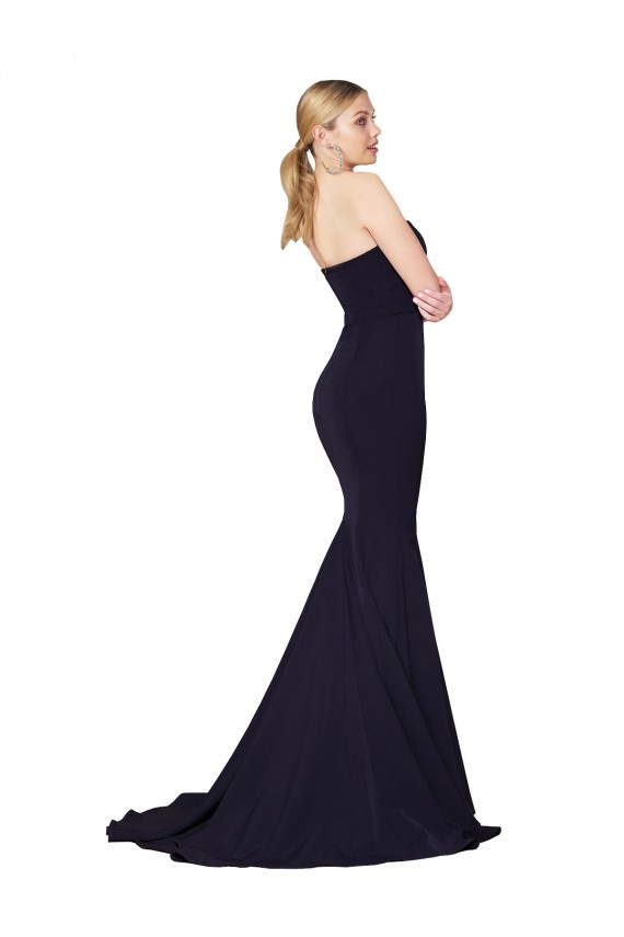 Dark Navy Mermaid High Neck Sweep Train Formal Evening Gown / Prom Dress / Bridesmaid Dress York
