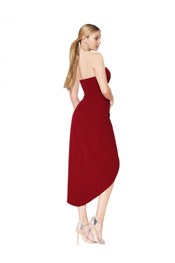 Burgundy Mermaid High Neck Knee Length High Low Evening Gown / Prom Dress / Bridesmaid Dress York