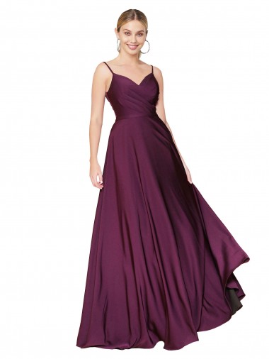 V-Back Wild Berry A-Line High Neck Long Formal Evening Gown / Prom Dress / Bridesmaid Dress York