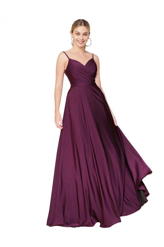 V-Back Wild Berry A-Line High Neck Long Formal Evening Gown / Prom Dress / Bridesmaid Dress York