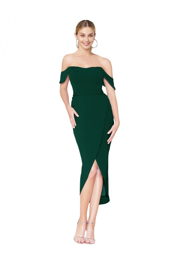 Midnight Green Mermaid High Neck Knee Length High Low Evening Gown / Prom Dress / Bridesmaid Dress York