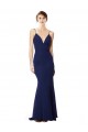 Open Back Navy Blue Mermaid High Neck Long Formal Dress / Bridesmaid Dress York