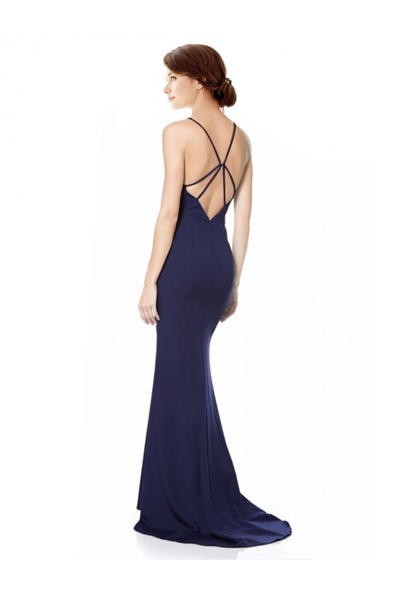 Open Back Navy Blue Mermaid High Neck Long Formal Evening Gown / Prom Dress / Bridesmaid Dress York