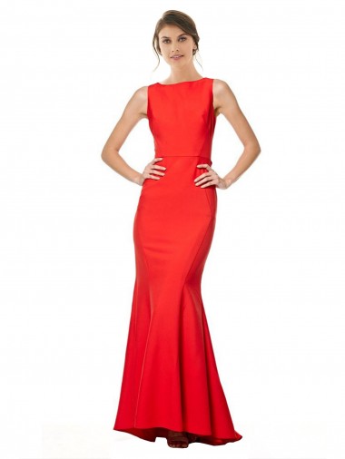 Open Back Red Mermaid High Neck Long Bridesmaid Dress / Evening Gowns York