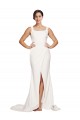 Low Back Ivory Sheath Square Neck Sweep Train Semi Formal Evening Dress / Prom Dress / Bridesmaid Dress York