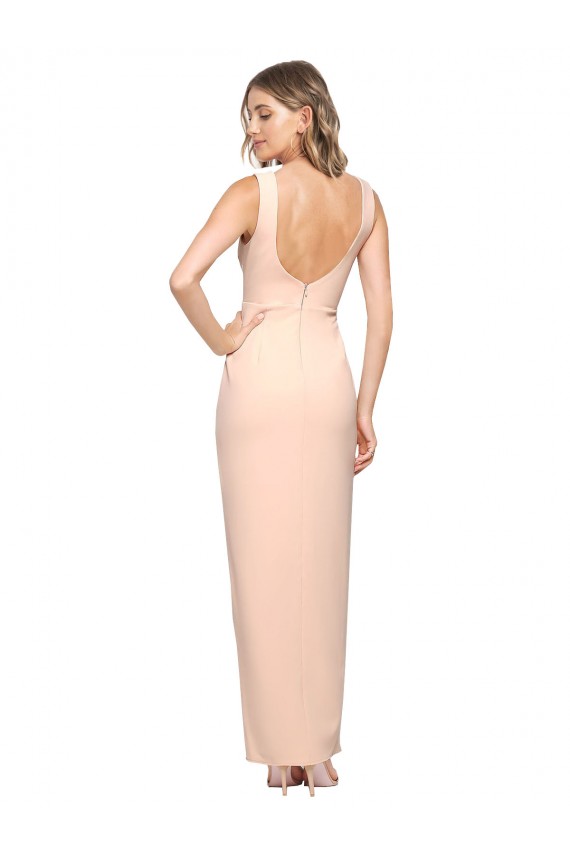Nude Sheath Square Neck Long Formal Evening Gown / Prom Dress / Bridesmaid Dress York