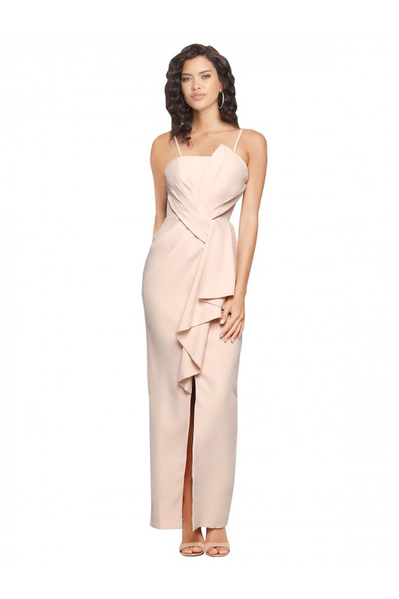 Low Back Nude Sheath Strapless Long Semi Formal Evening Dress / Prom Dress / Bridesmaid Dress York