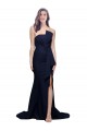 Low Back Dark Navy Sheath Strapless Sweep Train Semi Formal Evening Dress / Prom Dress / Bridesmaid Dress York