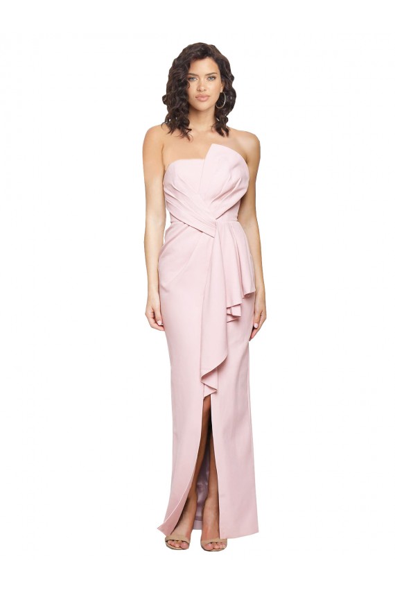 Low Back Pink Sheath Strapless Long Formal Dress / Bridesmaid Dress York