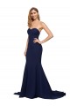 Low Back Dark Navy A-Line Sweetheart Sweep Train Formal Evening Gown / Prom Dress / Bridesmaid Dress York