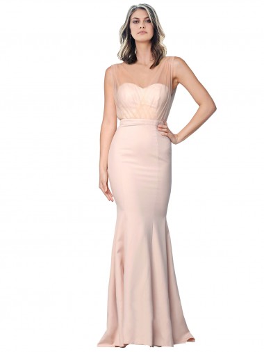 Low Back Nude Sheath Sweetheart Long Formal Evening Gown / Prom Dress / Bridesmaid Dress York