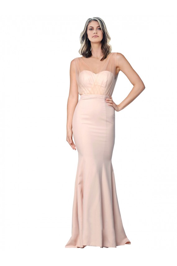 Low Back Nude Sheath Sweetheart Long Formal Evening Gown / Prom Dress / Bridesmaid Dress York