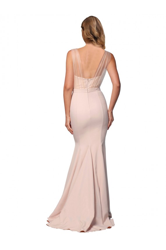 Low Back Nude Sheath Sweetheart Long Formal Evening Gown / Prom Dress / Bridesmaid Dress York