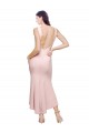 Low Back Pink Sheath High Neck Midi Length High Low Evening Gown / Prom Dress / Bridesmaid Dress York