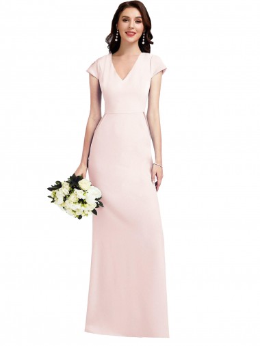 Pink A-Line V-Neck Long Formal Evening Gown / Prom Dress / Bridesmaid Dress York